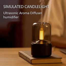 Burners Candle light Aroma Diffuser, Portable 120Ml Electric USB Air Humidifier 3D Flame Aromatherapy Living Room Bedroom diffusers