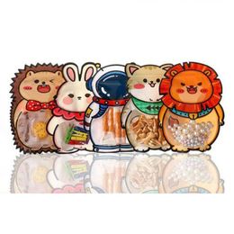 Gift Wrap Cute Rabbit Lion Cat Hedgehog Animal Shape Plastic Stand Up Zipper Lock Packaging Bag For Biscuits Candy Coffee Food Storage Dh1Vg