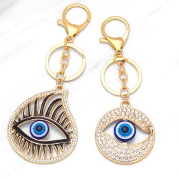 Creative Rhinestone Devil's Eye Metal Keychain Pendant Men Women Fashion Evil Eye Jewellery Bags Keychains Accessories Gift LL