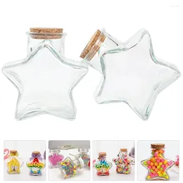 Vases 2 Pcs Wishing Bottle Star Shape Storage Jars Clear Bottles Decor Craft Transparent Mini Landscape Corked Glass For Decoration