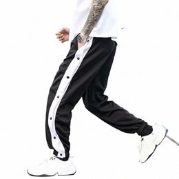 side Butt Sweatpants Men Spring Autumn Sport Jogger Striped Patchwork Wide Leg Jogging Sportswear Fi Tracksuit Streetwear V6mc#