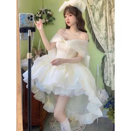 Gaoding Escaping Princess French Style Fluffy Dress Fairy Sweet Trailing Skirt Front Short Back Long