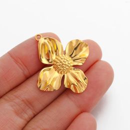 Charms 3PCS Stainless Steel High Quality Cute Flower Large Pendant For DIY Necklace Earrings Jewellery Supplies Wholesale