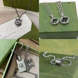 Högkvalitativ halsband Sier Chain Mens Womens Double Ring Pendant Skull Tiger With Letter Designer Halsband Fashion Gift Jewelry G677