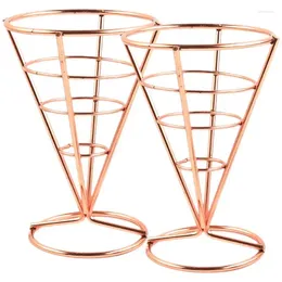 Flatware Sets 2pcs French Fries Stands Cone Basket Fry Holders Snack Fried Chicken Display Racks Baskets Bars Table Decoration & Charcuterie