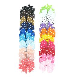 20 Colours 8cm Ribbon Bows Dot Girls Hairpins Colourful Children Hair Clip Boutique Kids Bowknots Kids Hair Accessories ZZ