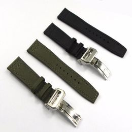 20 21 22mmGreen Black Nylon Fabric Leather Band Wrist Watch Band Strap Belt 316L Stainless Steel Buckle Deployment Clasp248g