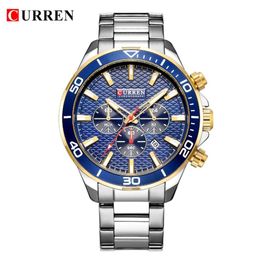 Mens Watches Top Brand Luxury Fashion Business Quartz Stainless Steel Wristwatch CURREN Chronograph and Date Relogio Masculino305E