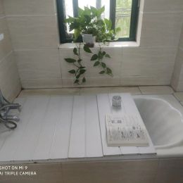 Mats Waterproof Bath Tub Cover, Foldable Storage Rack Keeps Your Bath Supplies Organised