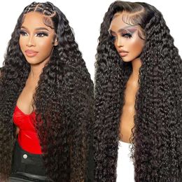 Alionly 250 Density HD Hair,26 Inch Water Wave Wet and Wavy Lace Front 13x4 Glueless Wigs Human Hair Pre Plucked for Black Women