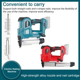 Cordless Electric Nail Gun Straight/N-shape Nails Nailing Machine with 32/50mm Nails Rechargeable Nailer For Ma kita Battery 240313