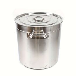 1pc, 35l/9.25gal Large 201 Stainless Steel Soup Gastronomy Cooking Pot, Anti-slip Groove Thickened Bottom for Kitchen Household&restaurant