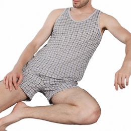 clothes Mens Pyjamas Set Loungewear Nightie Nightwear Plaid Shirt Shorts Sleepwear Sleevel Solid Colour Tank Top 10DE#