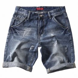 classic Denim Shorts Men 2023 Summer Fi Casual Slim Fit Ripped Blue Short Jeans Male Brand Clothes2 O8NU#