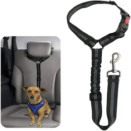 Dog Collars Pet Supplies Car Safety Belt Cat Traction Adjustable Buffer Elastic Reflective Rope