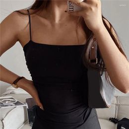 Yoga Outfit Solid Thin Shoulder Small Strap Bra Women Sexy Sling Elastic Underwear Anti Glare One Line Collar Vest Integrated Cup Tops