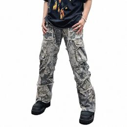 2023 Overalls Camoue Y2K Fi Baggy Flare Jeans Cargo Pants Men Clothing Straight Women Wide Leg Lg Trousers Pantales 09Ow#