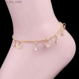 Anklets Delysia King Fashion Womens Hollow Butterfly Crystal Anklet Summer Seaside Ankle Bracelet Fresh TemperatureC24326