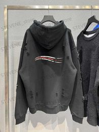 Felpe con cappuccio da uomo Felpe Primavera e Autunno Unisex Uomo Nuovo Terry perforato Stampato Moda coreana Felpa Pullover Y2K Abbigliamento Felpa con cappuccio T240326