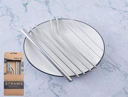 7Pcs Set 304 Stainless Steel Straws with Cleaning Brush Reusable Metal Drinking Straws For Cocktail Bubble Bar Accessories199i7208121