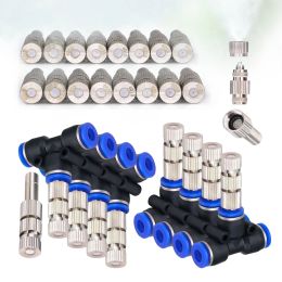 Sprinklers 10PCS 6mm Misting Nozzle with Builtin Philtre Quick Push Connecter Slip Lock Spray Atomization for Garden Outdoor Cooling System