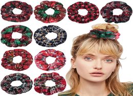 Christmas Girl Hair Scrunchy Ring Elastic Hair Bands Snowflake Red Plaid Large Intestine Sports Dance Scrunchie Soft Hairband M5485378896