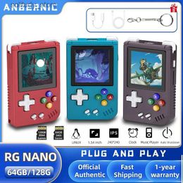 Portable Game Players ANBERNIC RG NANO Pocket Mini Handheld Game Player Metal Shell 1.54 I Screen Game Console Linux 1050mAh Battery Hi-fi Speaker Q240326