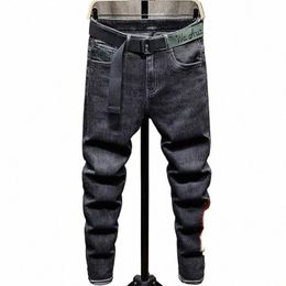 winter Trousers for Men Skinny Y2k Designer Brushed Jeans Men Slim Black Plush and Thicken Luxury Clothing 90s Streetwear Pants F0ms#
