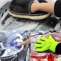 Upgraded Hot Sale 2 In 1 Ultrafine Fibre Chenille Microfiber Car Wash Glove Mitt Soft Mesh Backing No Scratch For Car Wash And Cleaning