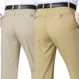 summer Thin Pants Men's Cott Autumn Thick Trousers Fi Brand Cargo Pants Smart Casual Solid Khaki Gray Suit Pant YYQWSJ F3pn#