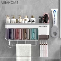 Holders Toothbrush Tooth Cup Holder Towel Toiletry Storage Rack Wall Mounted Non Perforated Bathroom Washing Set Multifunctional Box