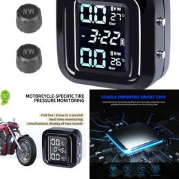 Update Motorcycle Tire Pressure Monitor Motorcycle Wireless High-Precision Tire Pressure Monitoring System With 2 Tyre External Sensor