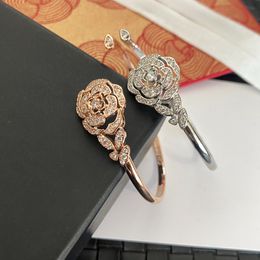 New Luxury designer bracelet Camellia Bracelet Rosegold silver adjustable Bangle for Women Girl Wedding Mothers Day Jewellery