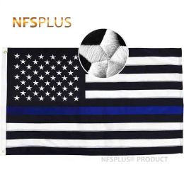 Accessories American Police Flag Thin Blue Line 3x5 Ft Embroidered Stars Sewn Stripes Brass Grommets Honoring Law Enforcement Officer Banner