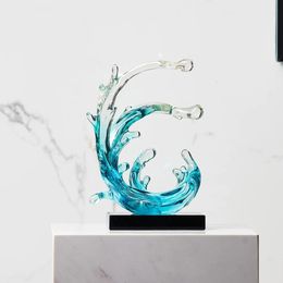 Transparent Resin Abstract Ornaments Modern Wave Abstract Sculpture Ornaments LivingRoom Accessories Home Office Decor Gifts 240323