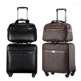 Suitcases High Quality 16 Inch PU And Oxford Cloth Business Universal Wheel Travel Boarding End Luggage Trolley Box
