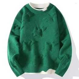 Men's Sweaters High End Luxury Wool Sweater Men Tops 2024 Fall Winter Korean Fashion Printed Thick Warm Mens Christmas Pullover