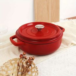 1pc Cast Iron Pot with Lid, Multifunctional Rice Enamel Non Stick Pot, Used Stewing, Soup Making, Cooking, for Oven, Induction Cooker, Halogen and Gas, Electric