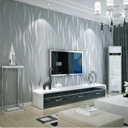 Stickers Modern Minimalist Wavy Stripe Bedroom Living Room Nonwoven Wallpaper 0.53m*10m=5.3m2