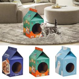 Scratchers Cardboard Cat House Christmas Cat Bed For Indoor Cats Milk Cat Cave With Scratch Pad & Catnip Catscratching Toy Gifts for Cats
