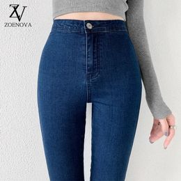 Zoenova Jeans For Women Skinny High Waist Blue Grey Black Woman Elastic Plus Size Xxl Super Stretchy Denim Female Pencil Pants 240320