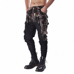 Taktik Funktial Kargo Pantolon Joggers Erkek Camoue Patchwork Pantolon 2022 Sonbahar Hip Hop Street Giyim Harem Pantolon Black 97ZB#