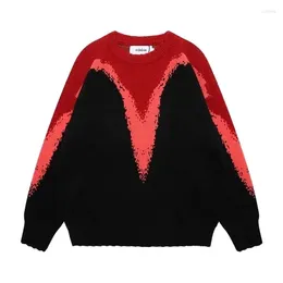 Men's Sweaters Oversized Sweater Men Women Knited Pullovers Contrast Colour Autumn Spring Jersey Unisex Couples Ripped Design Knitwear