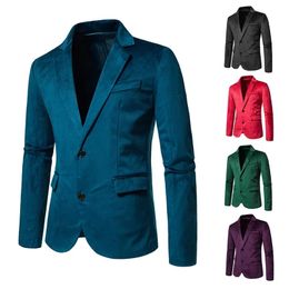 New mens Velour set sports jacket slim fit mens casual wedding tailcoat business jacket 240326