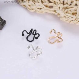 Ear Cuff Ear Cuff Geometric match snake skeleton shape black silver gold-plated clip earrings Y240326