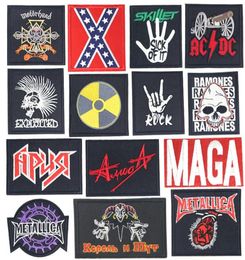 JennieFashion Hippie Skull Patch Iron On Rock Patch Joker Embroidered Patches For Clothes Jacket Fabric Band Metal Music Applique6314796