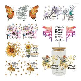 Window Stickers UV DTF Butterfly Dancing Girl Transfer Happy Juice Printed Sticker For The 16oz Libbey Glasses Wraps Bottles D12811