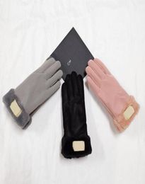 Luxury Designer High Quality Genuine Leather Gloves Fashion Brand Letter Printing Mens Womens Thicken Cashmere Fingers Mittens Win6457687