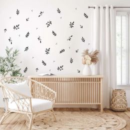 Stickers 45Pcs Botanical Leaves Branches Wall Sticker Baby Nursery Bedroom Twig Jungle Tree Wall Decal Living Room Vinyl Decor