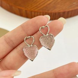 Stud Earrings Trendy Jewellery Heart 925 Silver Needle Sweet Korean Temperament Resin For Women Girl Wholesale